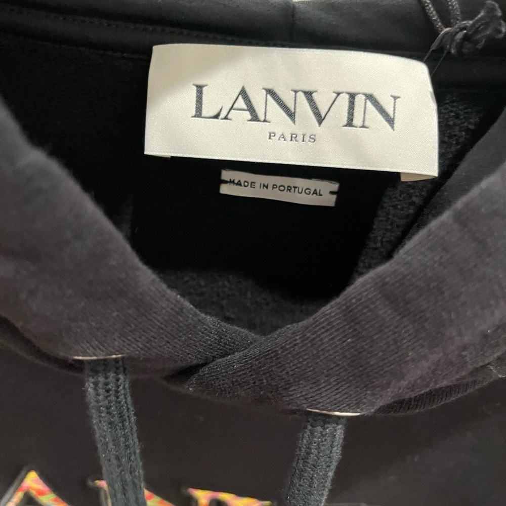 NWT LANVIN FLEECE EUSEBIO HOODIE SWEATSHIRT CURB LONG - BLACK ORANGE UNISEX L - Picture 6 of 8